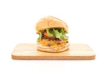 Close-up of home made fresh tasty burger isolated on white background