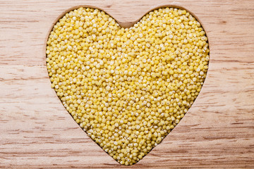 Millet groats heart shaped