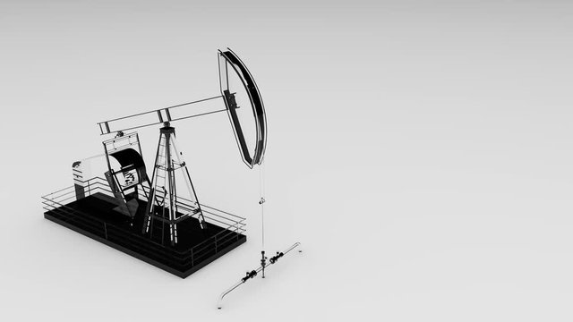 crystal clear oil pump from the glass with copy space, ecology concept for design