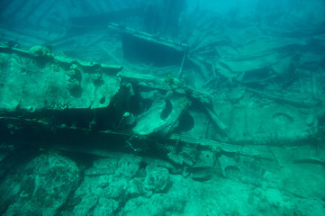 Ship wreck on botton sea