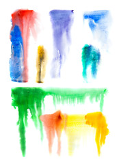 Watercolour textured brush strokes collection. Hand painted brush strokes isolated on white background.
