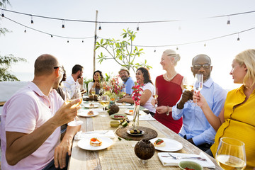 Group Of People Dining Concept