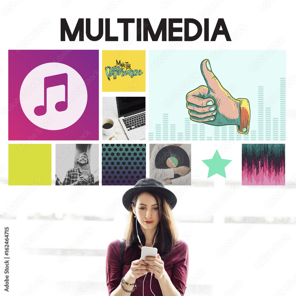 Sticker Media Player Audio Entertainment Streaming Concept