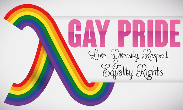 Lambda Symbol like a Rainbow Ribbon for Gay Pride, Vector Illustration