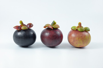 Mangosteen on white background.