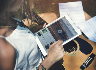 Music Steaming Listening Digital Tablet Concept