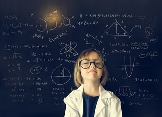 Little Girl Education Blackboard Concept - obrazy, fototapety, plakaty