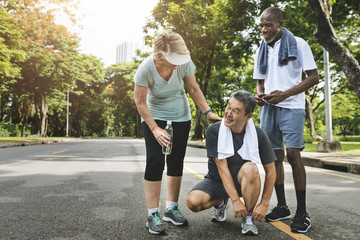 Senior People Jogging Park Happiness Concept