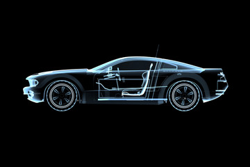 illustration of cars in x-ray style