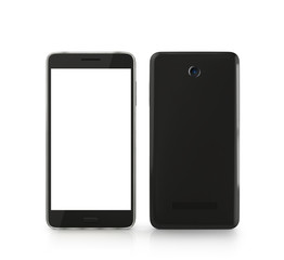 современный сенсорный телефон с пустой экран, передние и задние. 3D иллюстрация