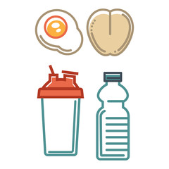 Healthy nutrition poster with water containers and egg