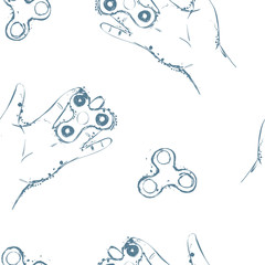 fidget spinner hand drawing illustration seamless pattern