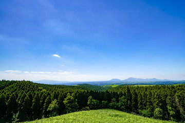 Naklejka premium 産山村 ヒゴタイ公園 阿蘇五岳
