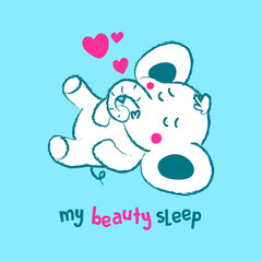 my beauty sleep. elephant vector cartoon illustration