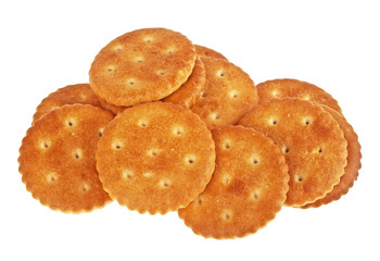 Heap of cracker cookies isolated on a white background