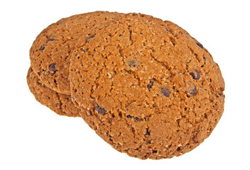 Chocolate chip cookies isolated on white background