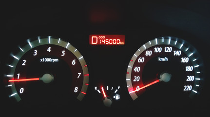 Fototapeta premium The dashboard inside the car, drive 145000 miles. Reliable machine