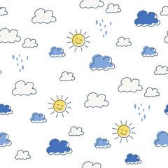 seamless pattern with sun and clouds