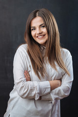 Obraz premium A beautiful young european girl smiling at the camera.
