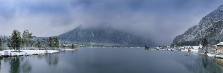 Alpine lake in snow