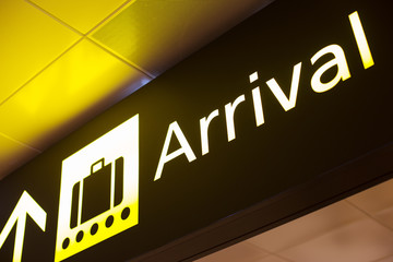 arrival sign in airport