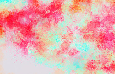 Colorful watercolor wet brush paint liquid background for wallpaper, card. Aquarelle bright color abstract hand drawn paper texture backdrop vivid element for text design, web, print.