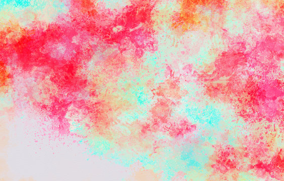 Colorful watercolor wet brush paint liquid background for wallpaper, card. Aquarelle bright color abstract hand drawn paper texture backdrop vivid element for text design, web, print. © Avgustus