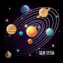 solar system in the universe galaxy vector illustration