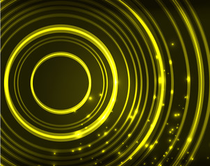 Neon circles abstract background