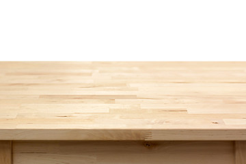 Empty wood table top on white background