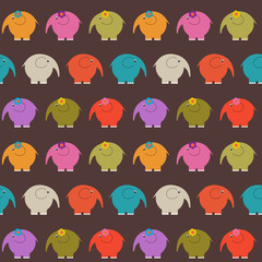 Fototapeta premium Seamless decorative background of multi-colored cute elephants