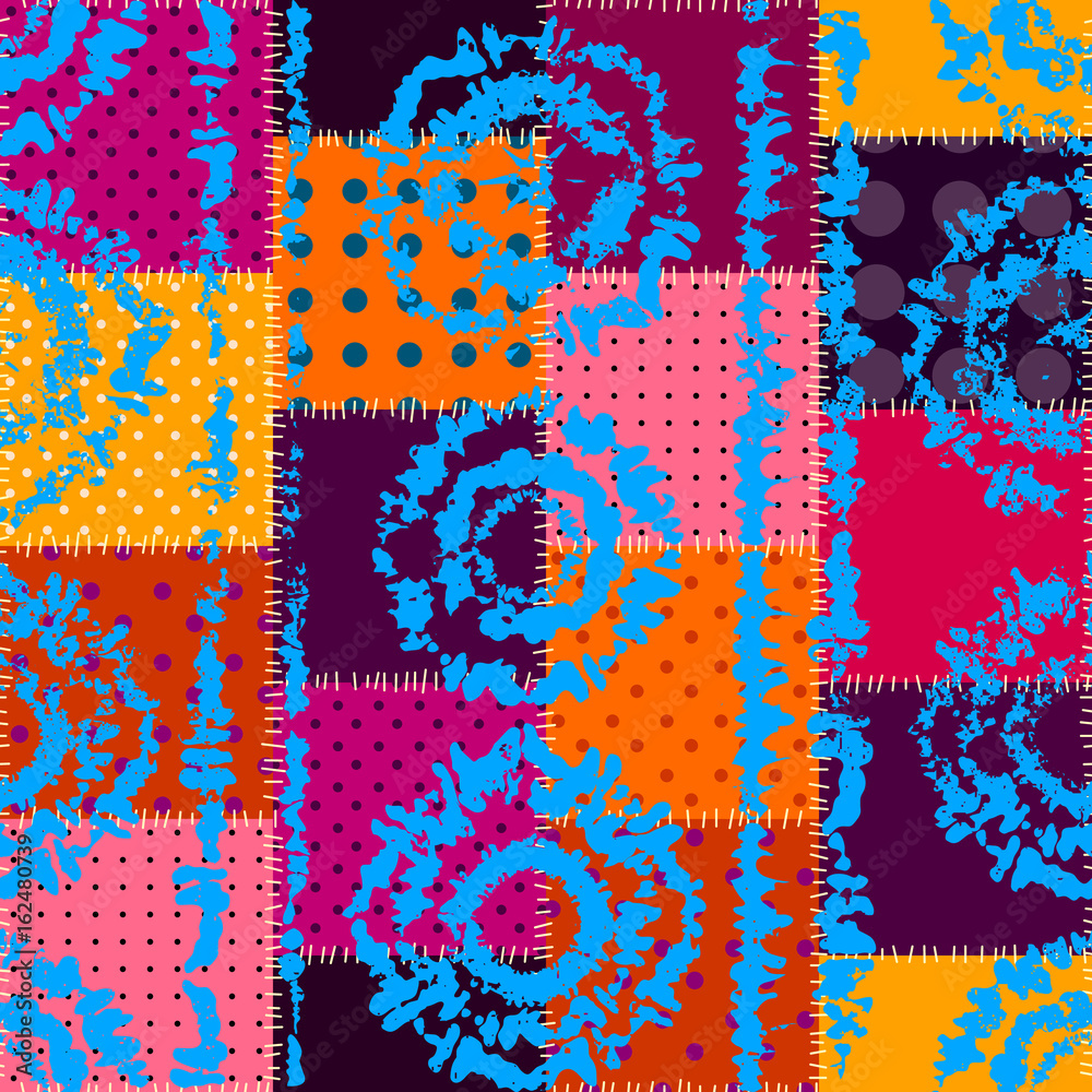 Aufkleber Seamless background pattern. Imitation of a retro patchwork in indian style.