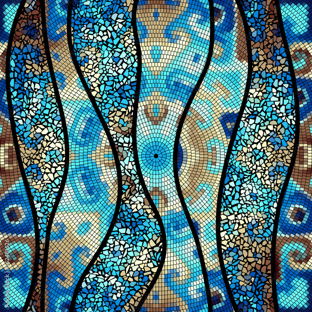 Fototapete seamless background pattern. decorative geometric mosaic art pattern with a wavy pattern.