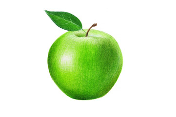 HAND DRAWING CRAYON - apple