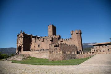 Fototapeta na wymiar Ancient spanish castle Javier, Navarre, Spain. Cultural and historical spanish heritage, architectural sight.