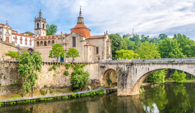 View at the church of Sao Domingos and monastery Sao Goncalo in Amarante ,Portugal