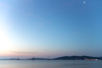 Sunrise on the beach in France, Saint-Tropez