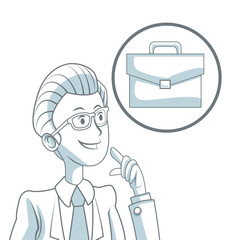white background with silhouette color sections shading of businessman and icon portfolio