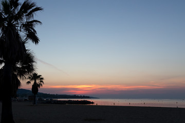 Sunrise on the beach in France, Saint-Tropez