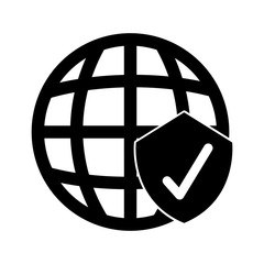 planet sphere with security shield isolated icon vector illustration design