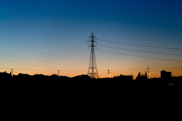 Fototapeta premium Night view of a tranmission tower