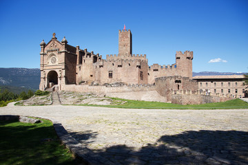 Obraz premium Ancient spanish castle Javier, Navarre, Spain. Cultural and historical spanish heritage, architectural sight.