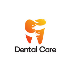 Creative Dental Care logo template vector illustration with hand gesture
