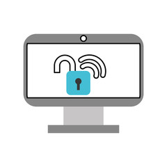 monitor computer with wifi signsl vector illustration design