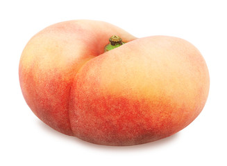 Flat peach isolated on white. Full depth of field.