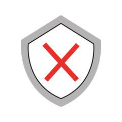 security shield with x symbol vector illustration design