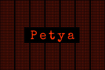 The Petya and binary code. the Petya and ransomware concept Security.