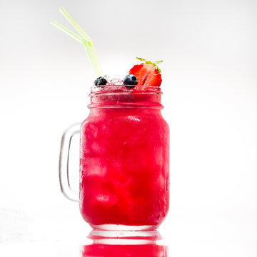 Mason Jar Glass Of Pink Lemonade