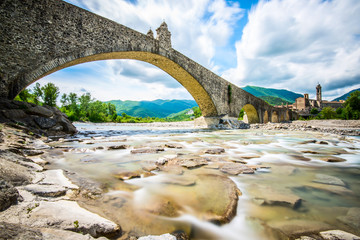 ancient medieval bridge - italian landscape Emilia Romagna Italy - obrazy, fototapety, plakaty