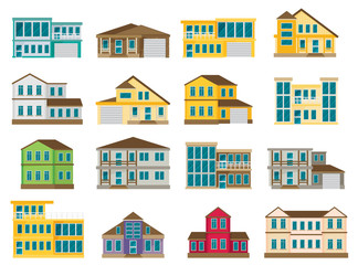 Flat Residential House set. Vector illustration.